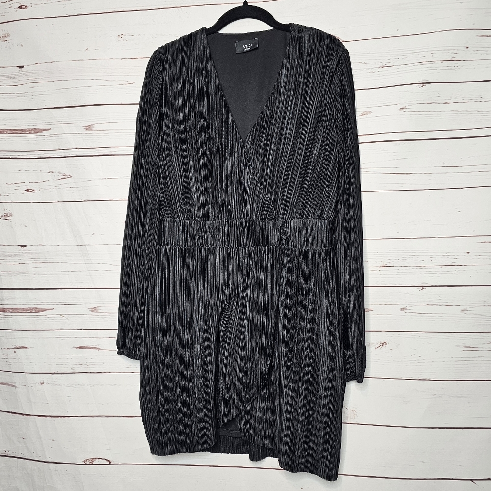 VICI Black Crinkle Tulip Hem Dress